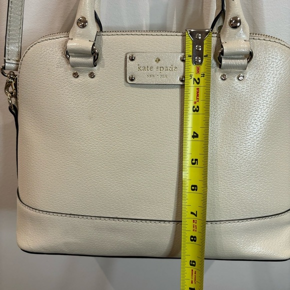 KATE SPADE NEW YORK Leather Cream Ecru Pink Lining Purse Crossbody Satchel - Picture 6 of 14